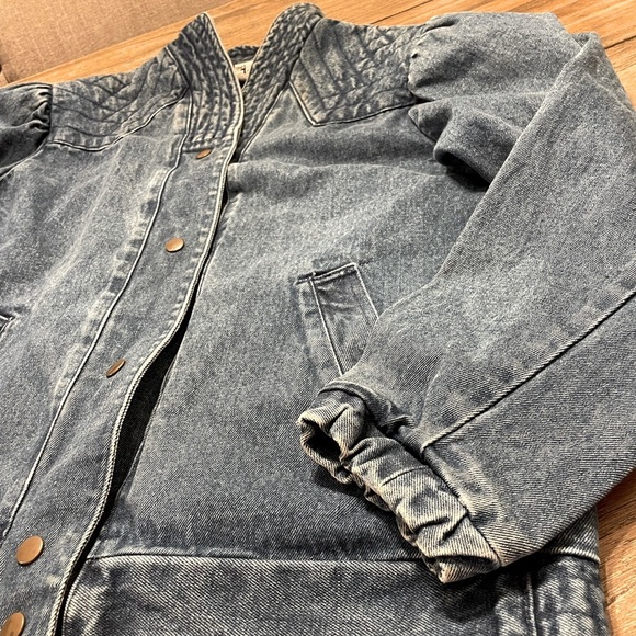 Vintage The Jack Set Blue Wash Snap Button Pocket Denim Jean Jacket Size L 80s - Picture 13 of 13